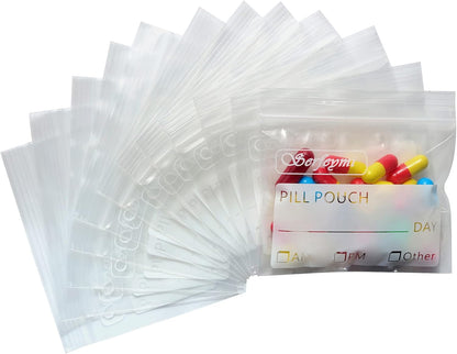 Serfeymi Pill Bags for Travel Pill Pouch Organizer Pack of 120, 3 x 2.75 in