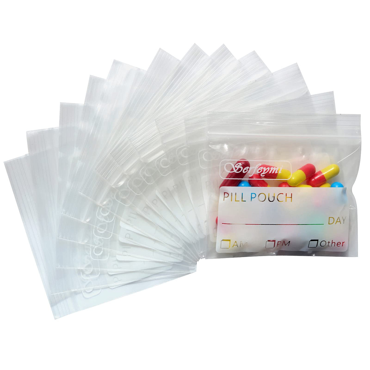 Serfeymi Pill Bags for Travel Pill Pouch Organizer Pack of 120, 3 x 2.75 in