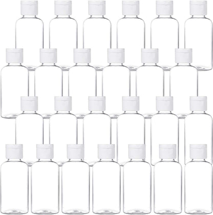 MMonDod 25 Pack 1.7oz/50ml Plastic Empty Bottles, Clear Travel Size Bottles