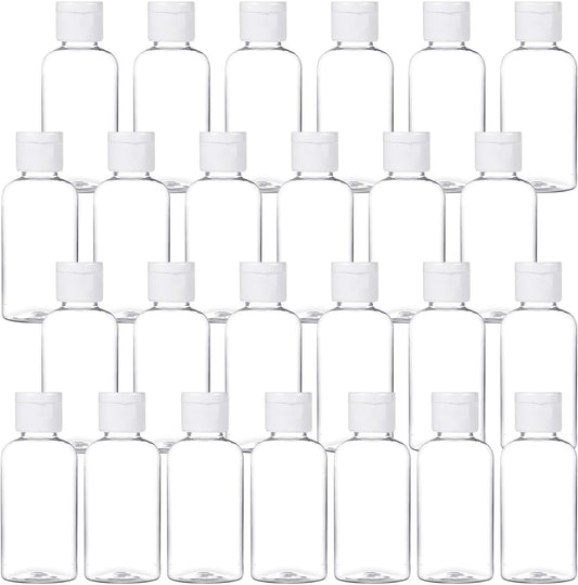 MMonDod 25 Pack 1.7oz/50ml Plastic Empty Bottles, Clear Travel Size Bottles