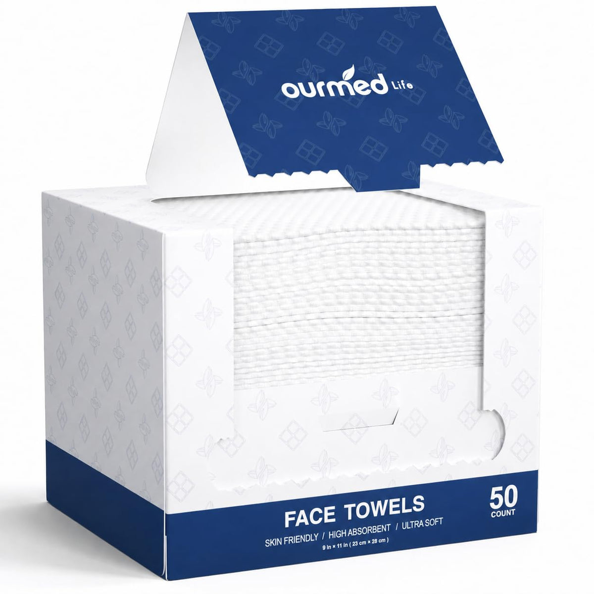 Ourmed Life Disposable Face Towels, XL, Ultra Soft & Absorbent, 50 Count