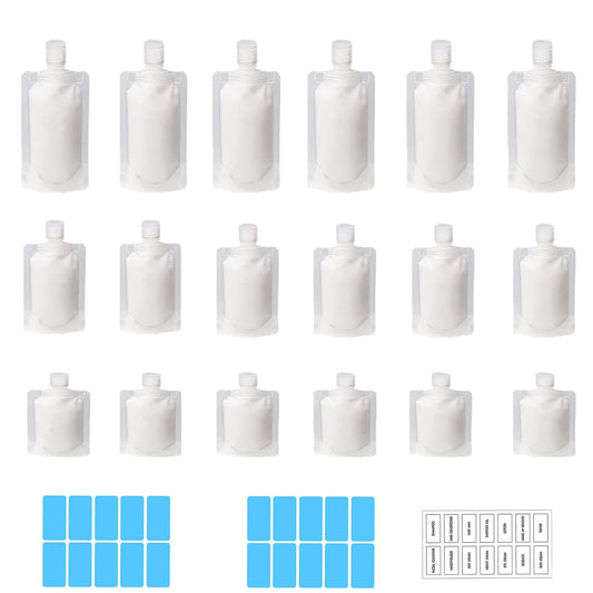 18 PCS Travel Pouches for Toiletries TSA Approved Travel Fluid Makeup Packing Bag Travel Containers for Toiletries Leak Proof Travel Size Toiletries Refillable Cosmetic Containers