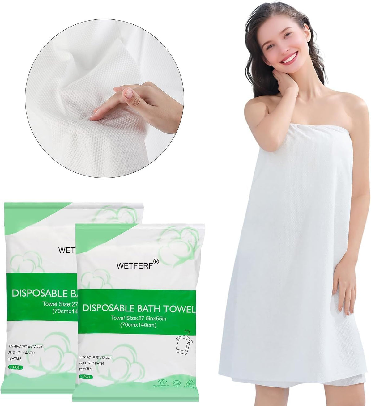 10 Pack Disposable Bath Towels Large 55"x27.5" Thick for Travel