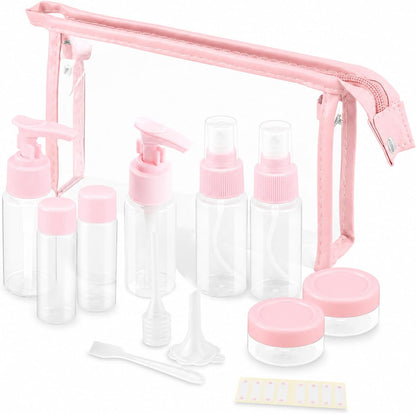 Vitog Travel Bottles Kit, TSA Approved Leak Proof Portable Toiletry Containers Set, Clear PET Flight Size Cosmetic Containers for Lotion, Shampoo, Cream, Soap, Set of 11