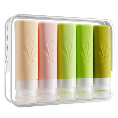 INSFIT Travel Bottles for Toiletries, TSA Approved 3oz Travel Size Toiletries, BPA Free Leak Proof Squeezable Silicone Tubes Travel Essentials for Shampoo Conditioner Lotion Soap