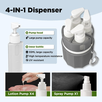 YOTIME 4in1 Travel Dispenser Bottle, TSA Approved Travel Size Containers