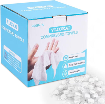 200 PCS Compressed Towel, Disposable Thicker Portable Towels, Camping Wet Compressed Hand Towel for Travel Camping Home Grooming