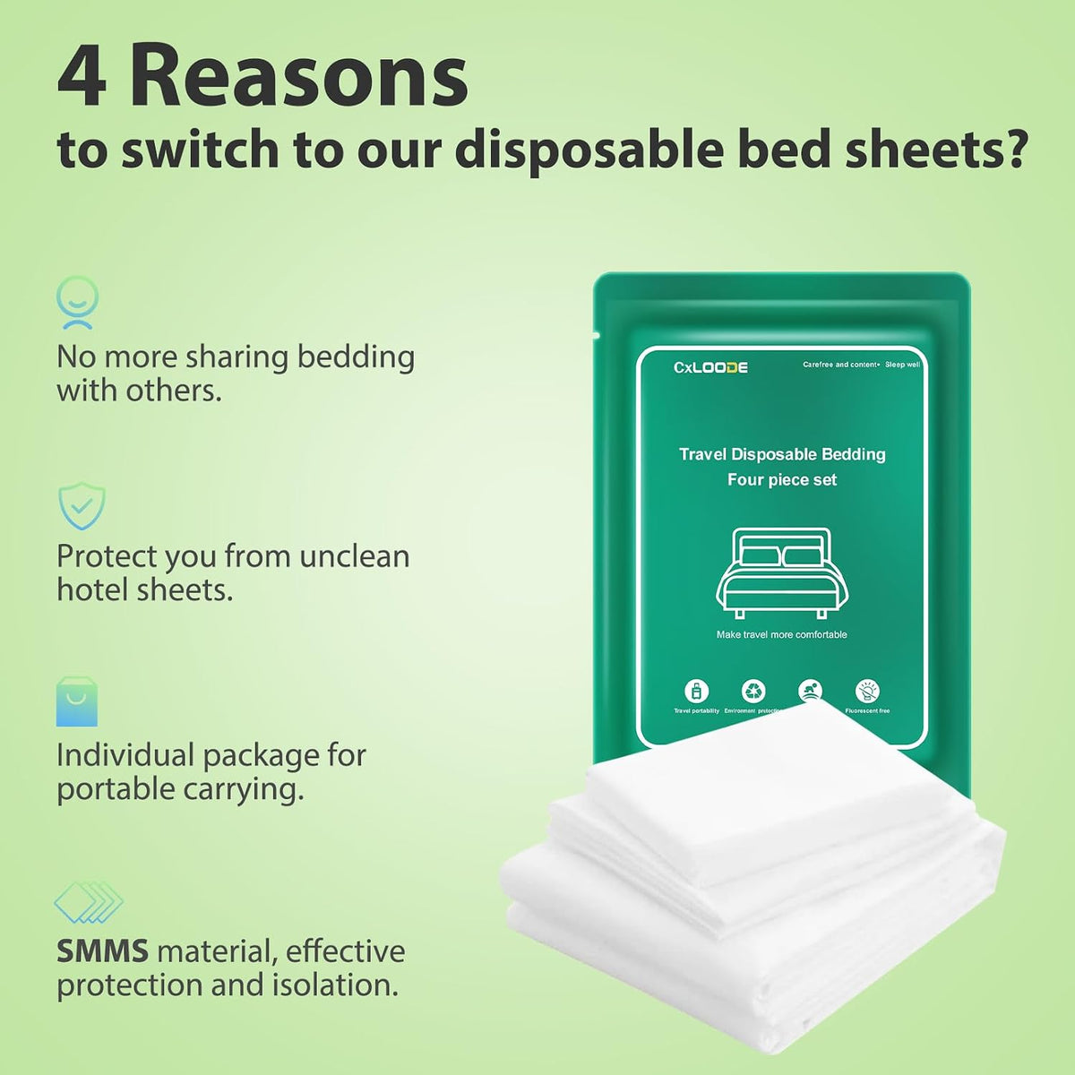 2 Pack Disposable Bed Sheet King Size for Travel Disposable Sheet for Hotel