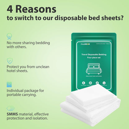 2 Pack Disposable Bed Sheet King Size for Travel Disposable Sheet for Hotel