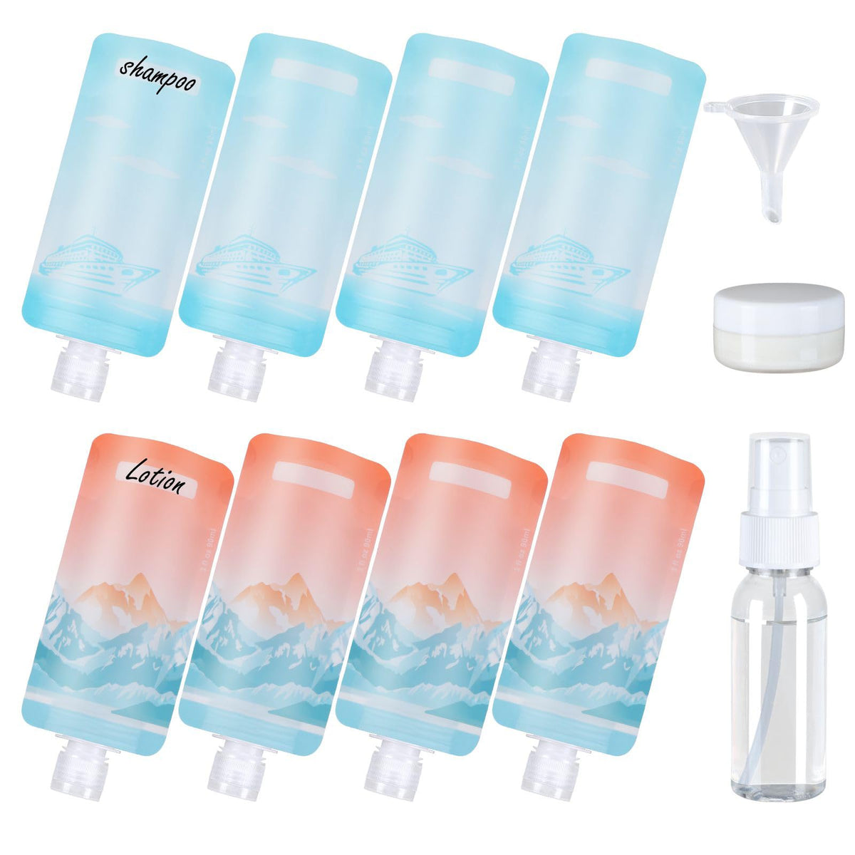 PACKISM 12 Pack Travel Pouches for Toiletries - 90ml 3 oz Liquid Containers