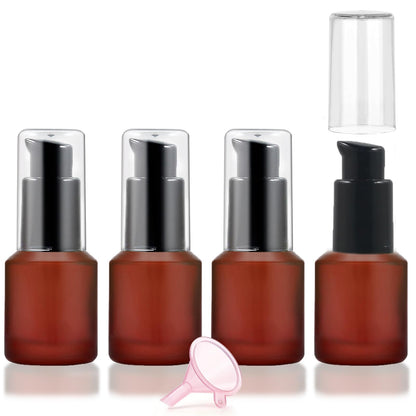 30ml Frosted Glass Pump Bottle Dispenser, 4pcs 1oz Travel Bottle