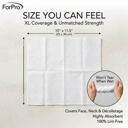 ForPro Pure & Simple XL Facial Towels, 50ct, 10"x11.5", Vegan, Cruelty-Free