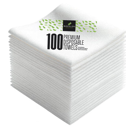 DAVELEN Disposable Large Luxury Towels (50-Count) Spa and Salon Quality Softness for Guests, Clients | Hair, Face, Body Use | Luxurious Comfort, Ecofriendly (050, 32x16 inches)