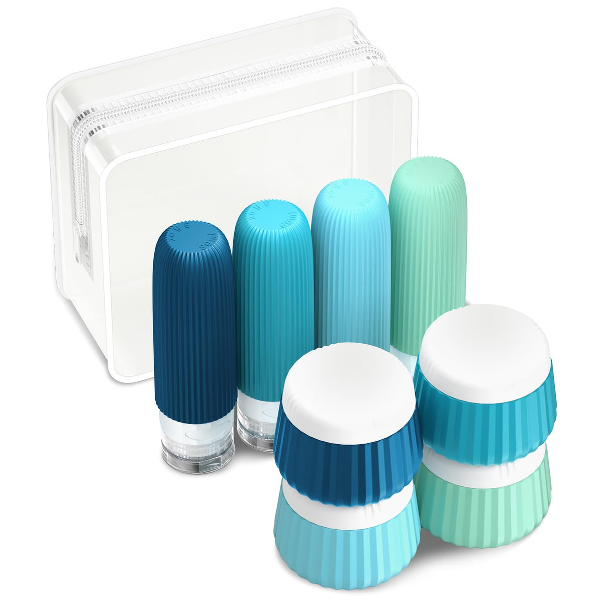 Mrsdry Travel Bottles 8 Pack, TSA Approved 3 oz Travel Containers with Clear Bag, Leak Proof Silicone Squeezable Essentials Jars