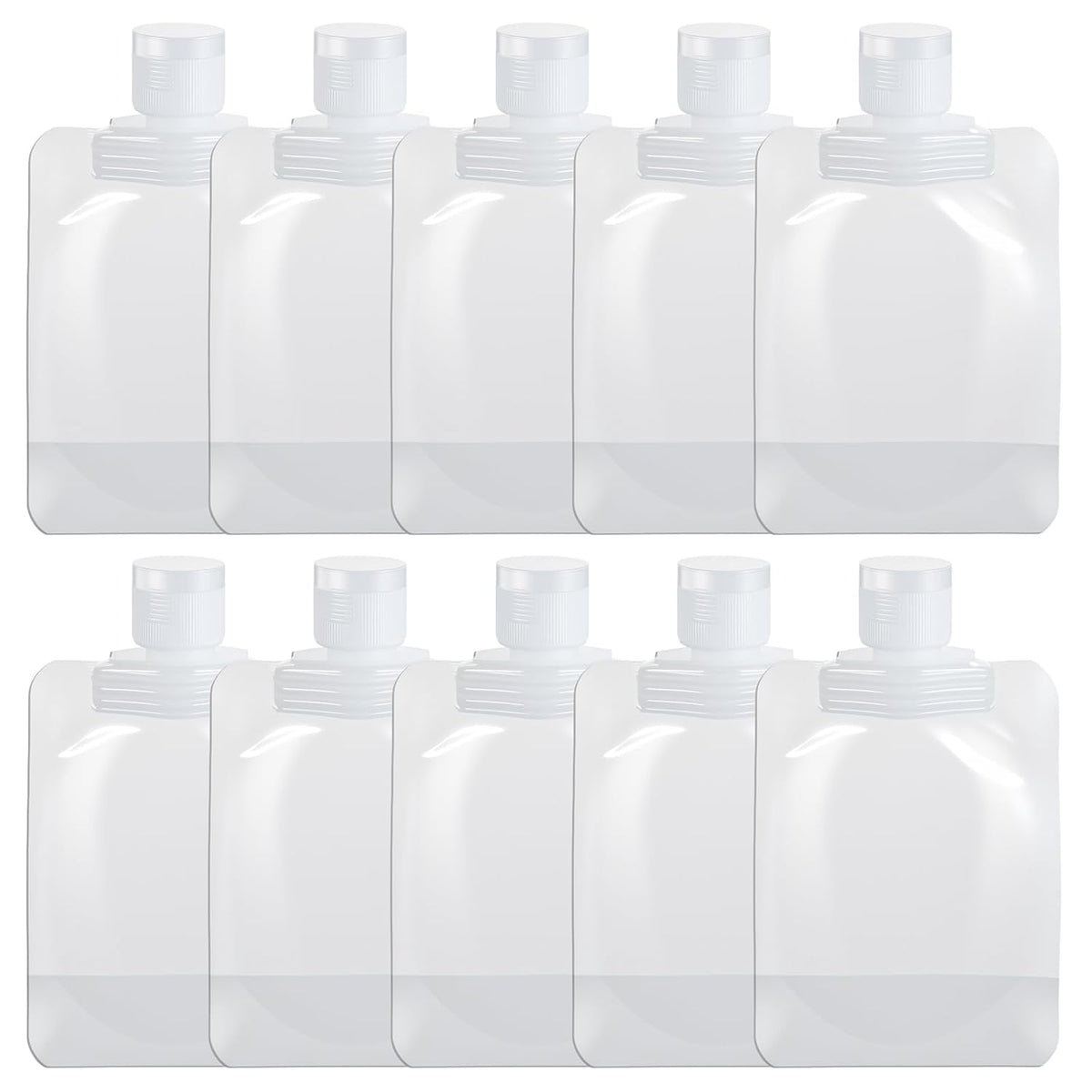 Liquid Pouches for Travel, 10 Pcs 50ml Transparent Portable Fluid Packing Bags Leak Proof Travel Pouch for Liquids Reusable Empty Squeeze Pouches Applies to Toiletry Cosmetic Lotion Shampoo Shower Gel