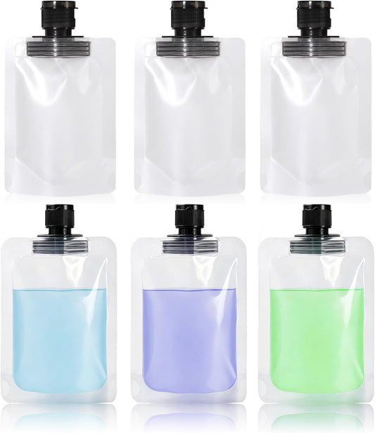Travel Pouches for Toiletries,50ml Black Fluid Makeup Packing Bag Squeezable Refillable Clear Squeeze Pouch Bottle (6)