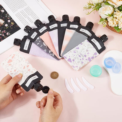 GORGECRAFT 15Pcs Liquid Travel Pouches Plastic Portable Refillable Leak Proof Empty Squeeze Makeup Toiletries Packing Pouch Containers Stand Up Bottles for Lotion Face Cream Shampoo Hand Soapner