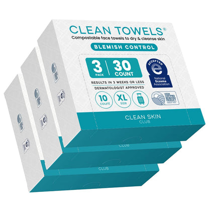 Clean Skin Club Clean Towels® XL Variety 4-Pack Travel Set, Disposable Face Towels, Includes Original, Sensitive, Blemish Control & Healthy Aging, 40 Count Total, 10 Each