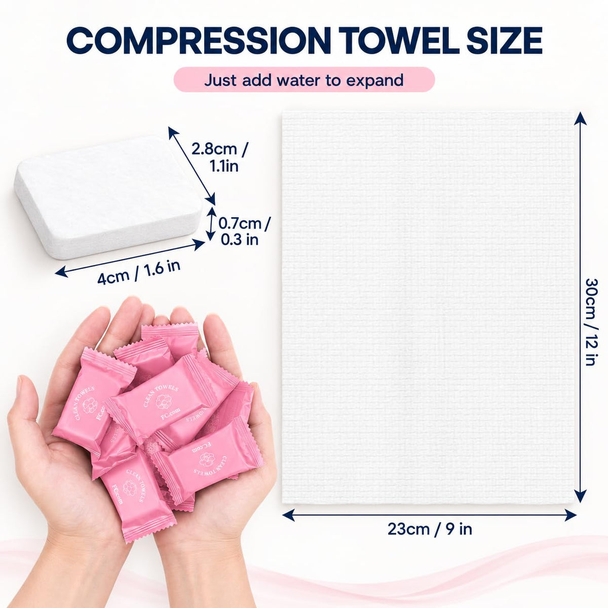 Compressed Towel Tablets, Disposable Washcloths, XL 20 Count 12 x 9 Inch