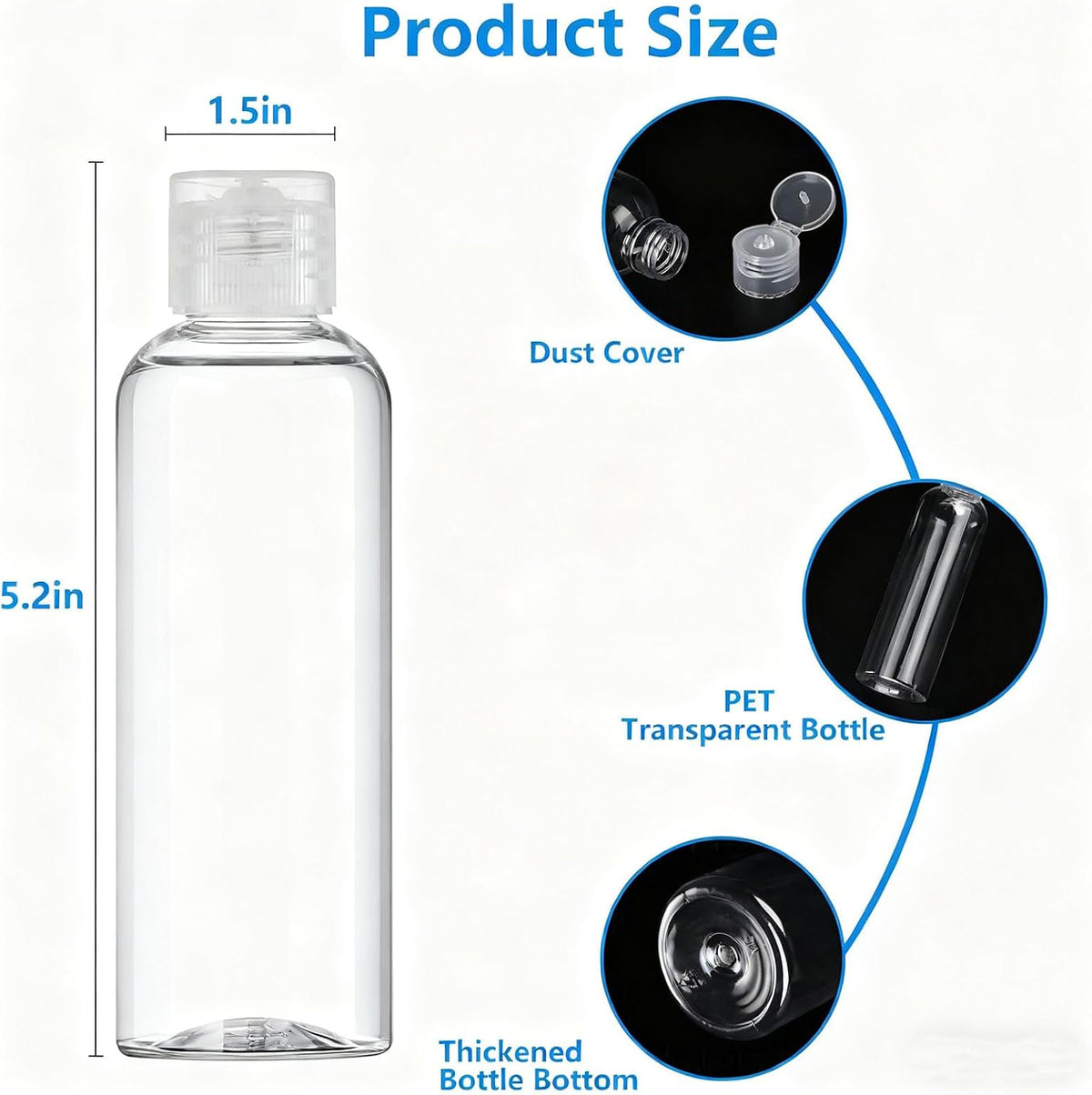 DTDNZKN 4 Pack 3.4 Oz (100ml) TSA Approved Travel Bottles for Toiletries
