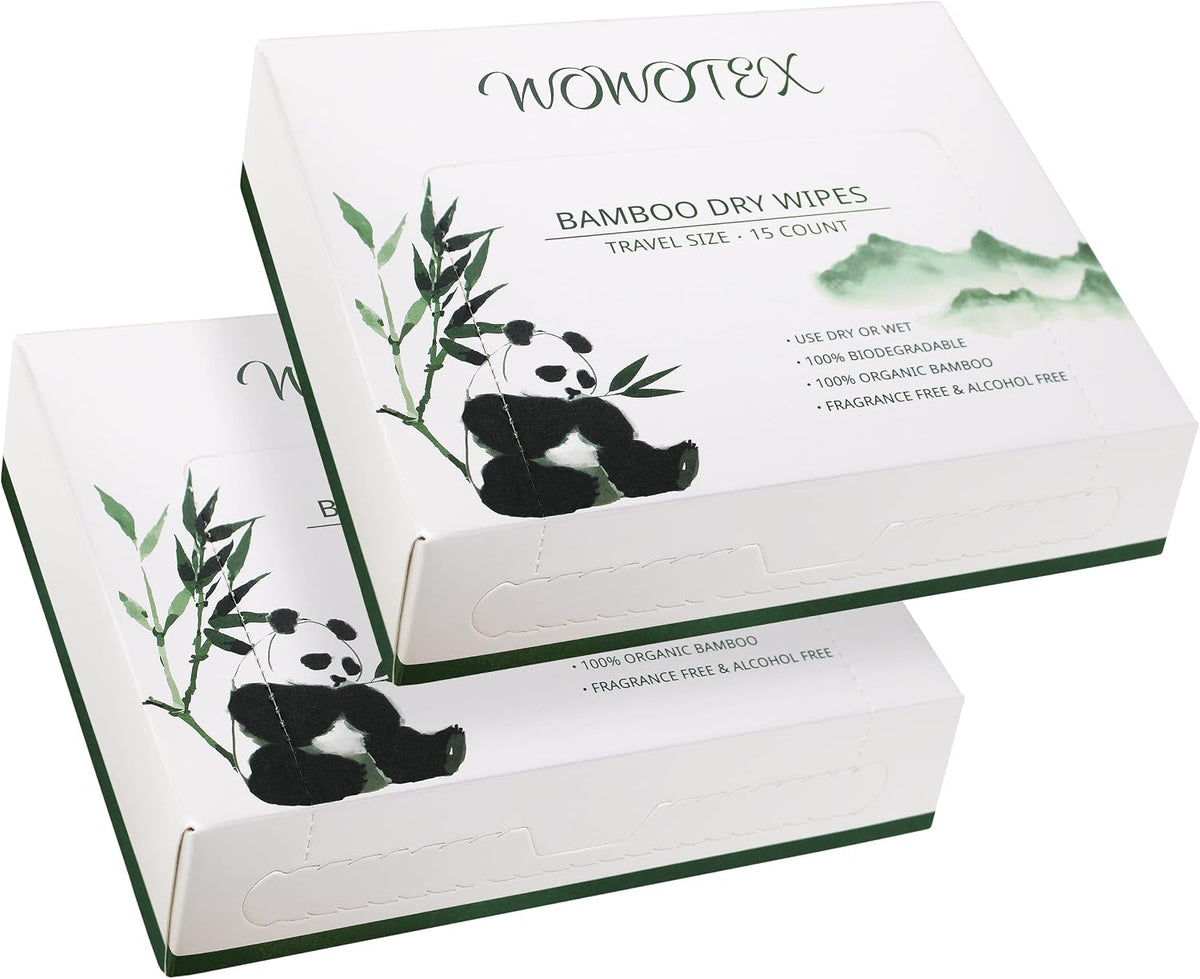 WOWOTEX Travel Size Disposable Face Towels, Ultra Soft Dry Wipes, 30 Count