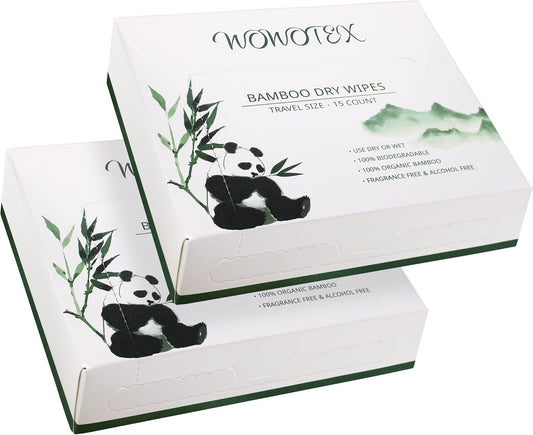 WOWOTEX Travel Size Disposable Face Towels, Ultra Soft Dry Wipes, 30 Count