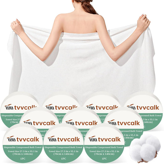 10 Pack Compressed Bath Towels Tablets, Thick Soft Travel Towel