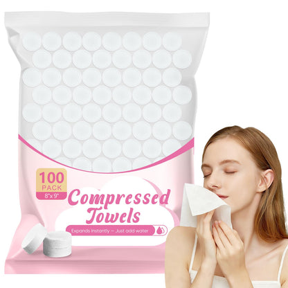 GLIMGLINT 100 Pcs Compressed Towels, Mini Disposable Face Towels Tablets