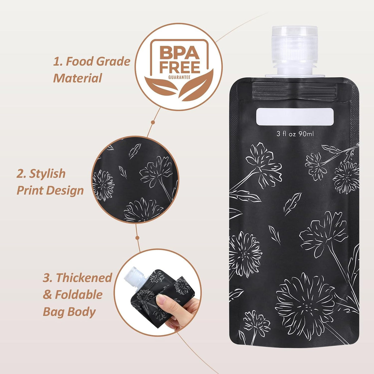 PACKISM 12 Pack Travel Pouches for Toiletries - 90ml 3 oz Liquid Containers