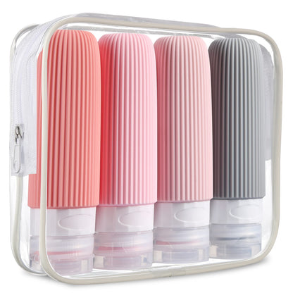Mrsdry Travel Bottles for Toiletries, Large 6oz Travel Size Containers, BPA Free Leak Proof Tubs Refillable Liquid Accessories with Toiletry Bag for Cometic Shampoo and Lotion Soap (4 Pack)