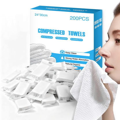200 PCS Compressed Towels, Extra Thick Disposable Face Towel Tablets, Portable Bulk Compressed Coin Tissues for Home, Travel, Camping, Outdoor Sports