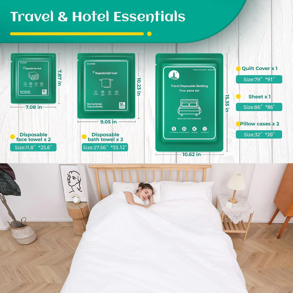 Travel Essentials Disposable Bed Sheets Set for Hotel