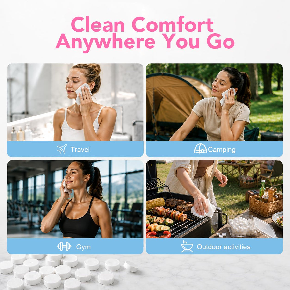 GLIMGLINT 100 Pcs Compressed Towels, Mini Disposable Face Towels Tablets