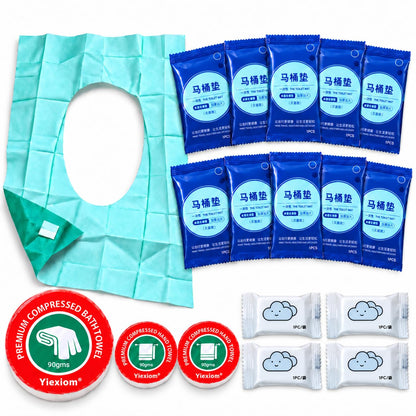 14-Pack Disposable Travel Towels, 3 Sizes, 2 Extra Large Bath Towels