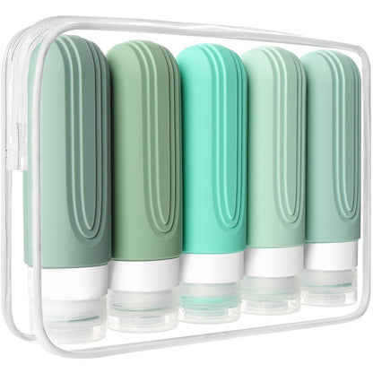 Travel Bottles for Toiletries, 5 Pack TSA Approved Travel Size Containers, 3oz Leak Proof Refillable Travel Accessories for Shampoo Conditioner, BPA Free Travel Bottles with Toiletry Bag