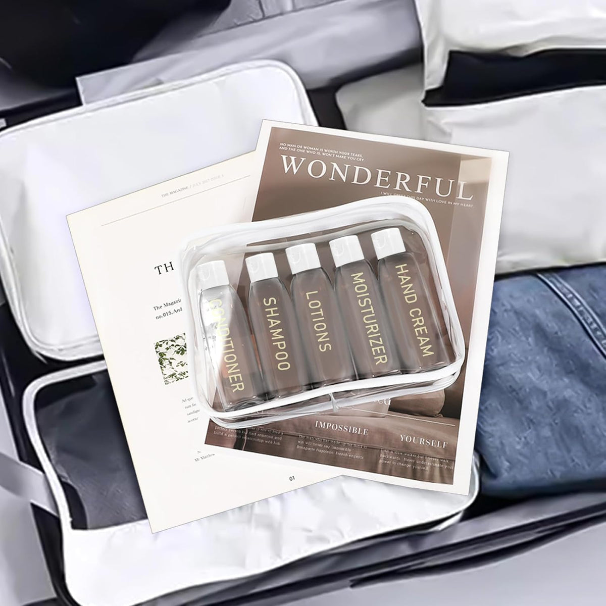 5 Pack Travel Bottles for Toiletries, 3.4oz TSA Approved Travel Containers