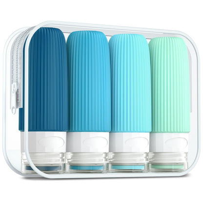 Mrsdry Travel Bottles for Toiletries, Large 6oz Travel Size Containers, BPA Free Leak Proof Tubs Refillable Liquid Accessories with Toiletry Bag for Cometic Shampoo and Lotion Soap (4 Pack)