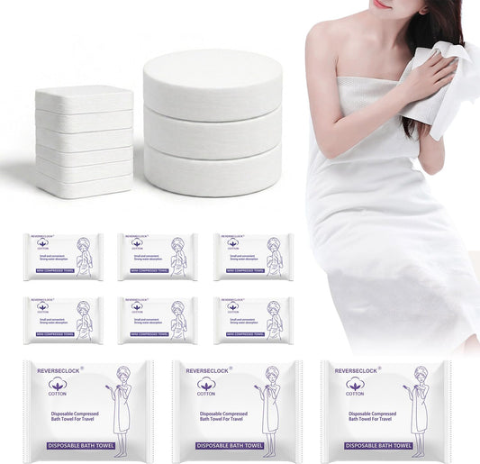 9 Pack Disposable Compressed Bath Towels Set for Travel Portable Washcloths