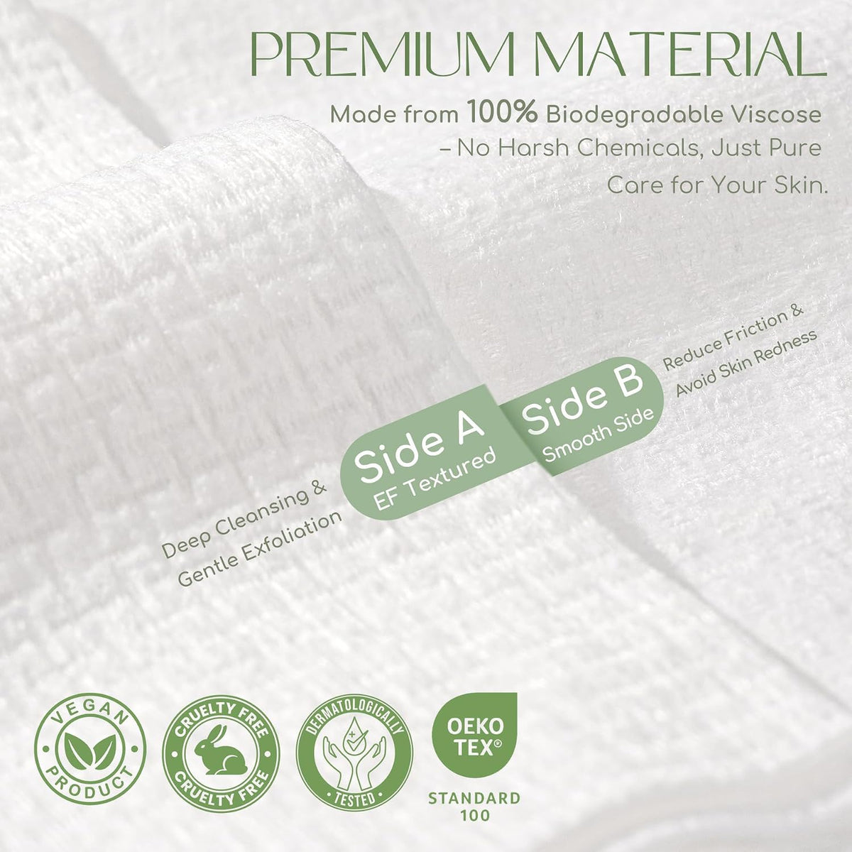 XXL (2-Pack) 100 Count Face Towels, 12" × 12" Disposable Face Towel