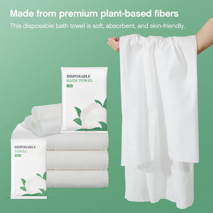 Tegeme 40 Pack Disposable Towel Set Individually Wrapped Include 20 Pack 55 x 28 Inches Bath Towels and 20 Pcs 20 x 12 Inches Hand Towels Plant Fiber Hygienic Single Use for Travel, Hotel, Spa, Hotels