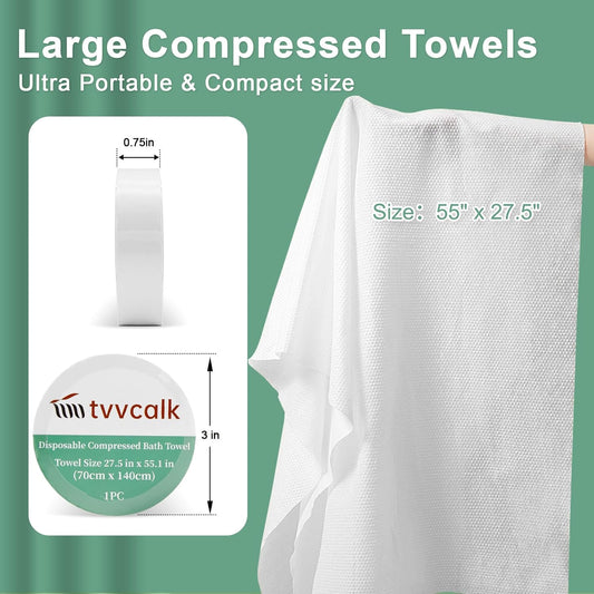 10 Pack Compressed Bath Towels Tablets, Thick Soft Travel Towel