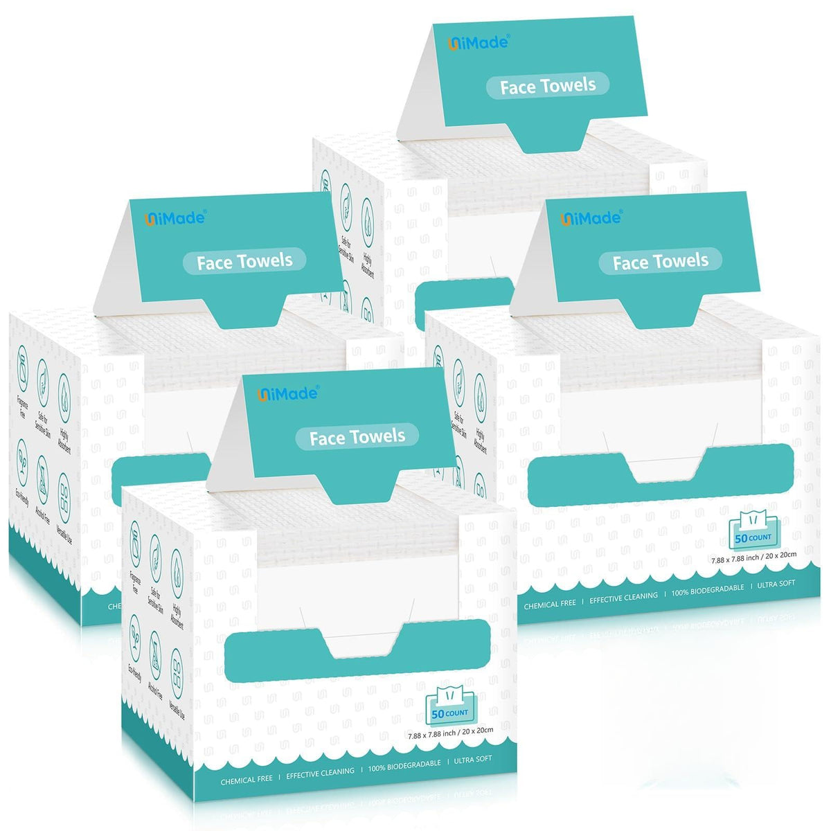 UNIMADE Face Towels, 100 Count Disposable Face Towelette