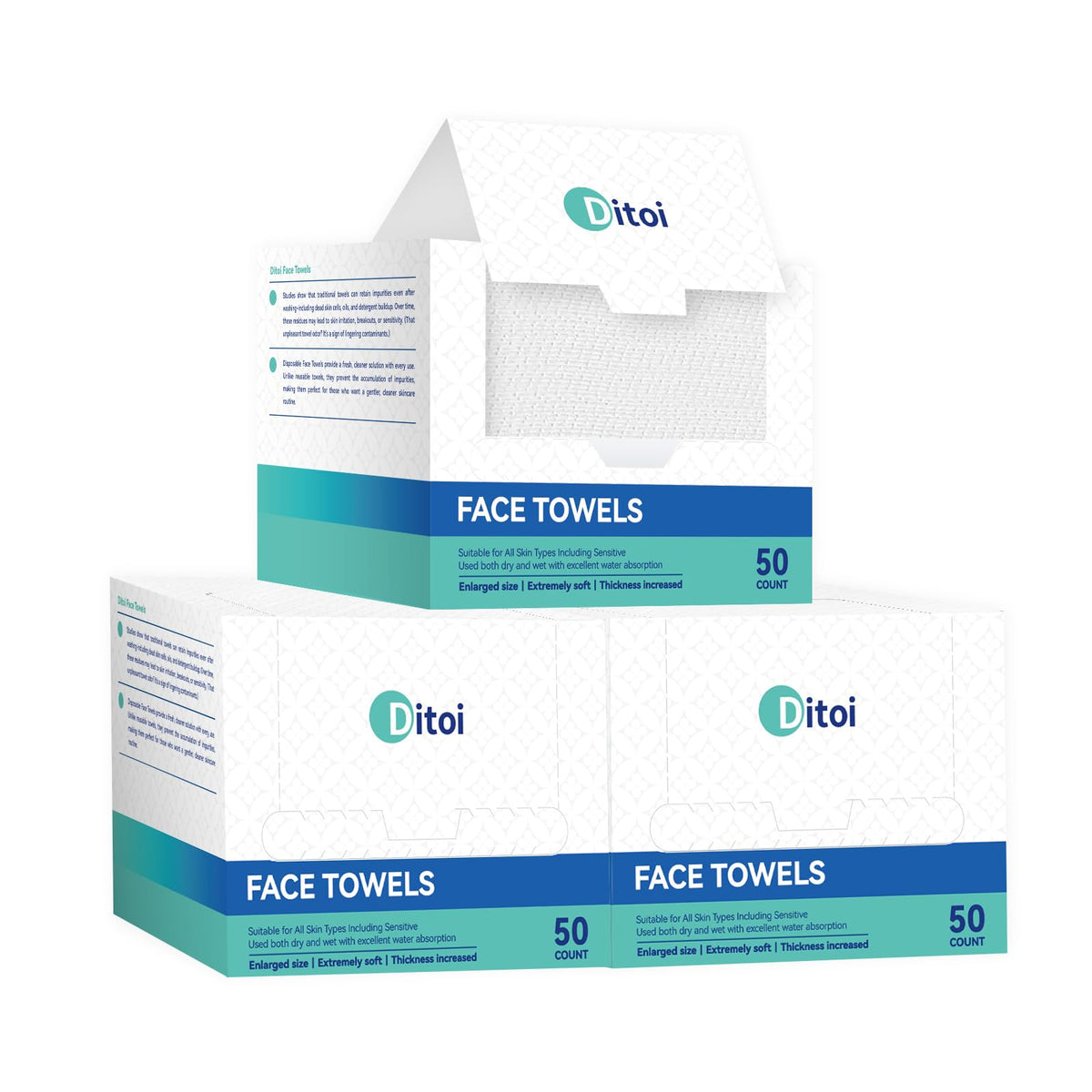 Ditoi Disposable Face Towels XXL, Soft Deep-Cleansing Face cloths,50 Count