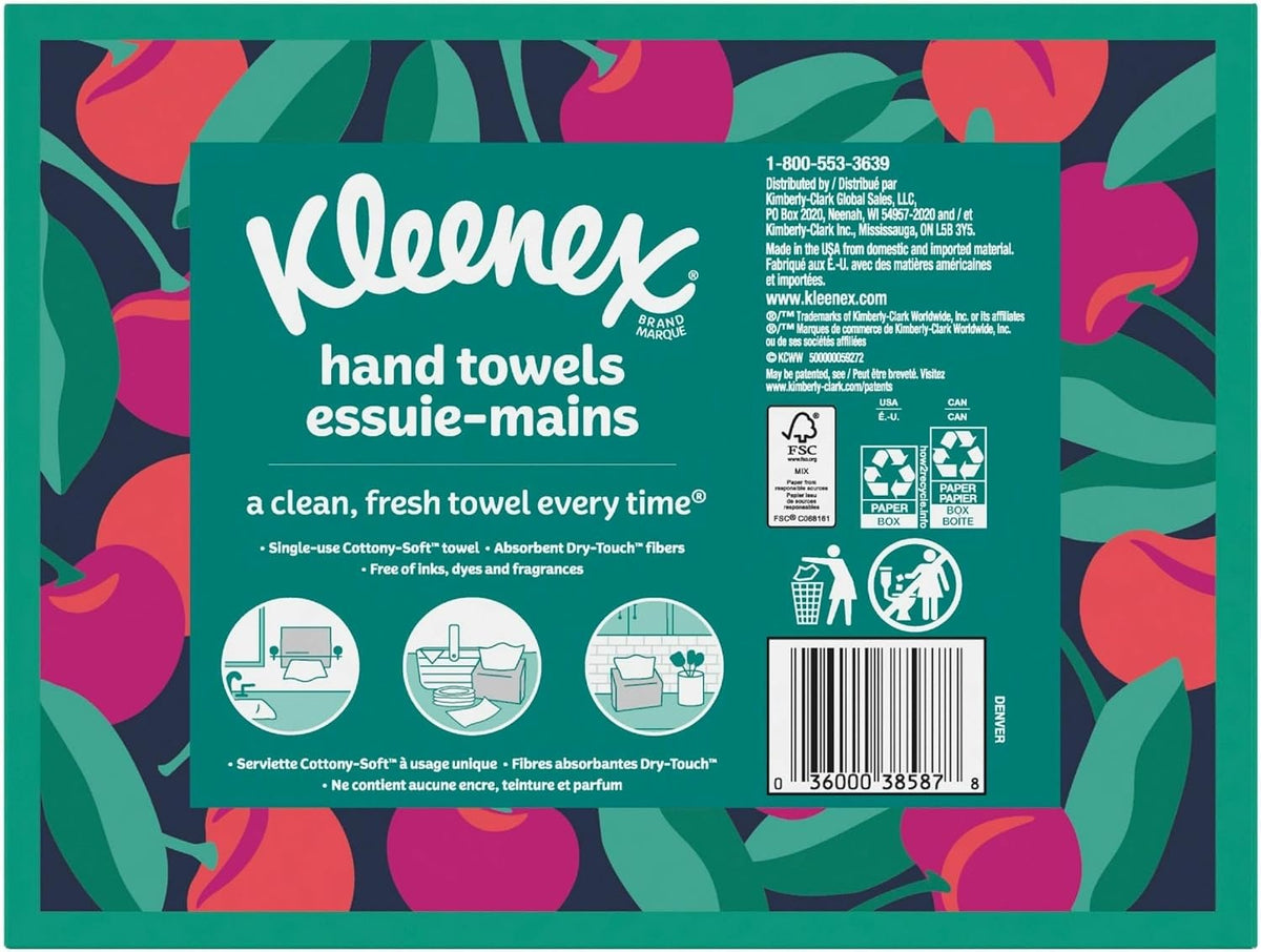 Kleenex Hand Towels, Single-Use Disposable Paper Towels, 1 Box, 60 Towels Total