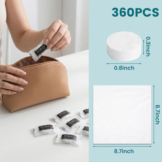 LOVEINUSA 360 PCS Compressed Towels, Bulk Cotton Disposable Face Towels