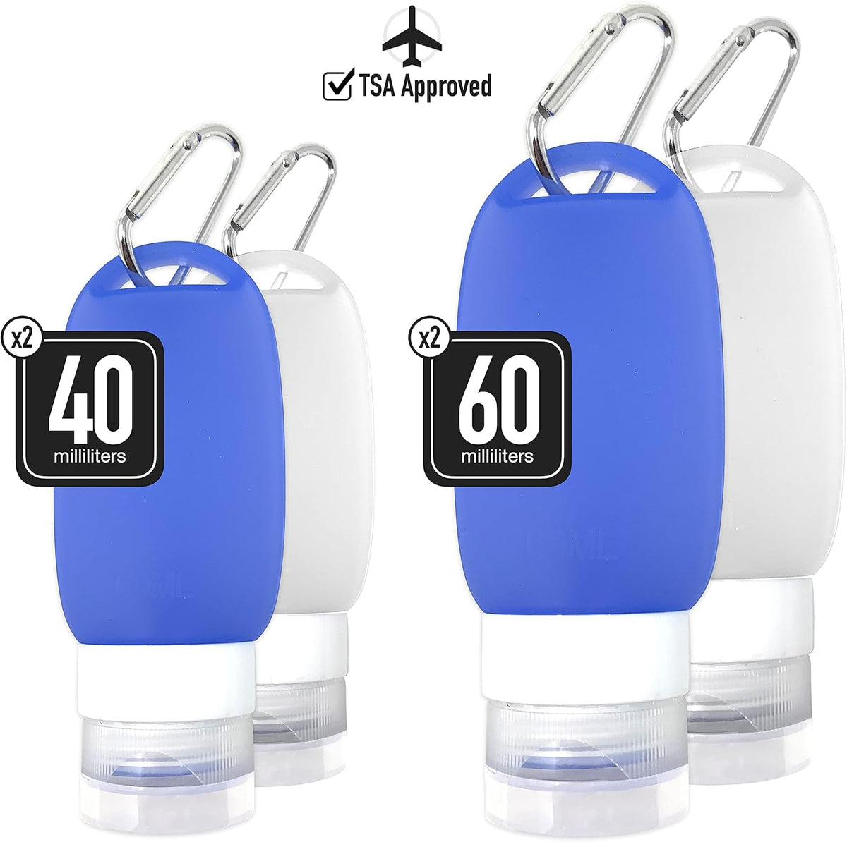 Cruise On Silicone Travel Bottle Set, TSA-Approved, Leak-Proof, 4-Piece