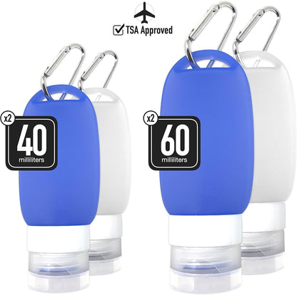Cruise On Silicone Travel Bottle Set, TSA-Approved, Leak-Proof, 4-Piece
