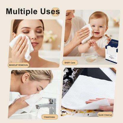 Disposable Face Towels XL 10"x12" Biodegradable Wash Cloths - 2 Pack 100 Ct