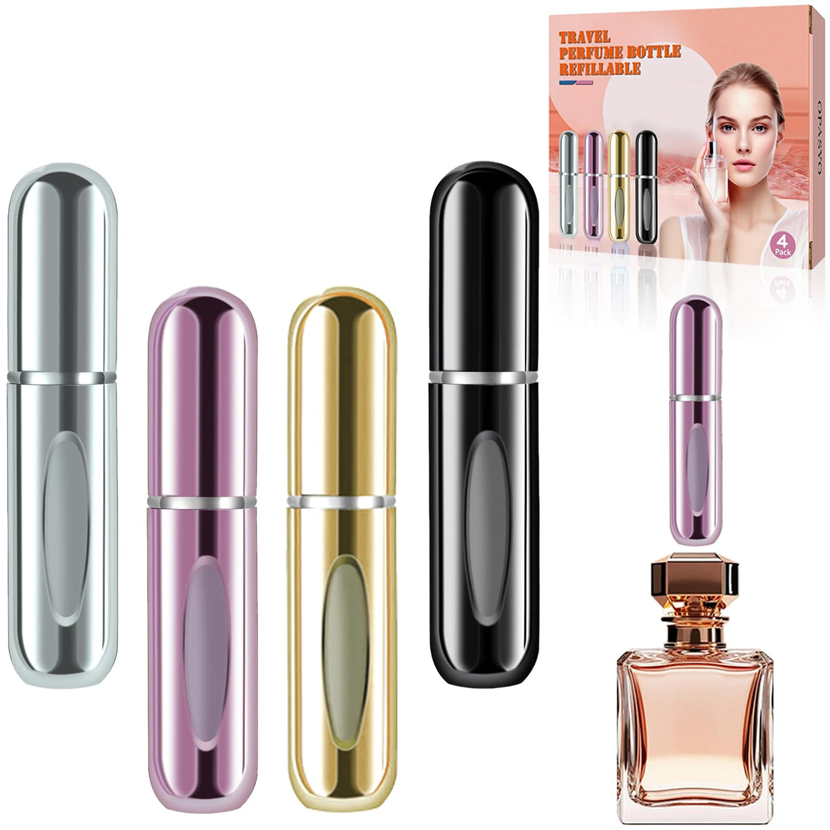 opasyo Refillable Perfume Atomizer, Leak-Proof, 5ml 4 Pack