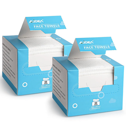 AIDEA Face Towels Disposable-100Ct (2 Box), Face Cloths for Sensitive Skin